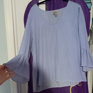 blue and white stripped long sleeve